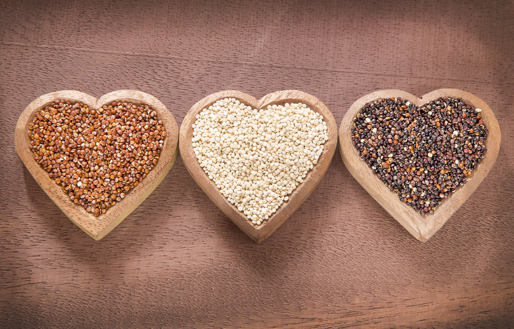 Grains in heart shaped bowls
