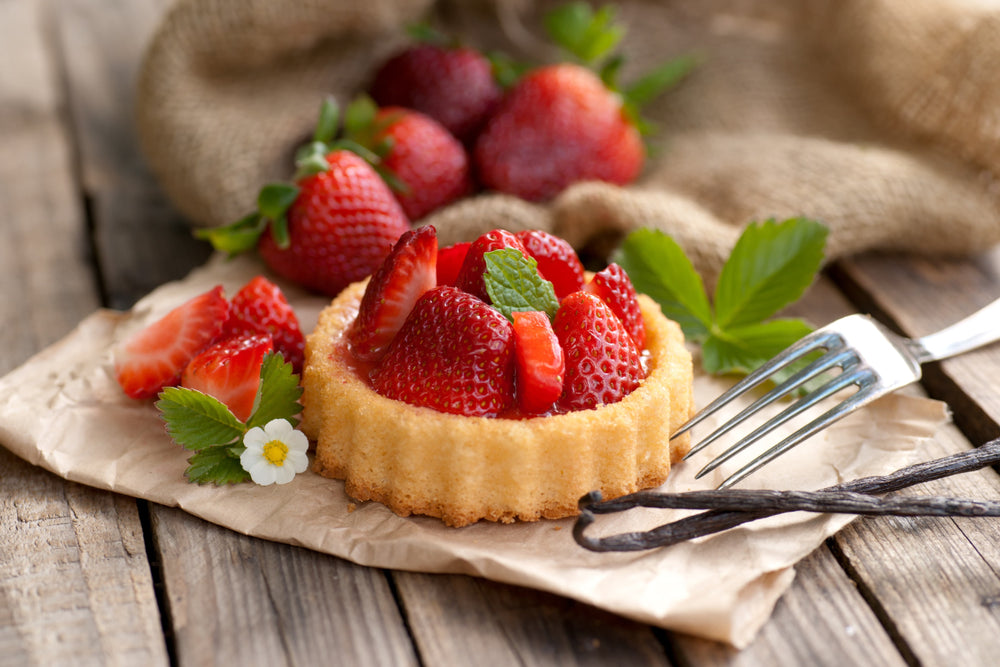 Strawberry shortcakes with fresh strawberries A