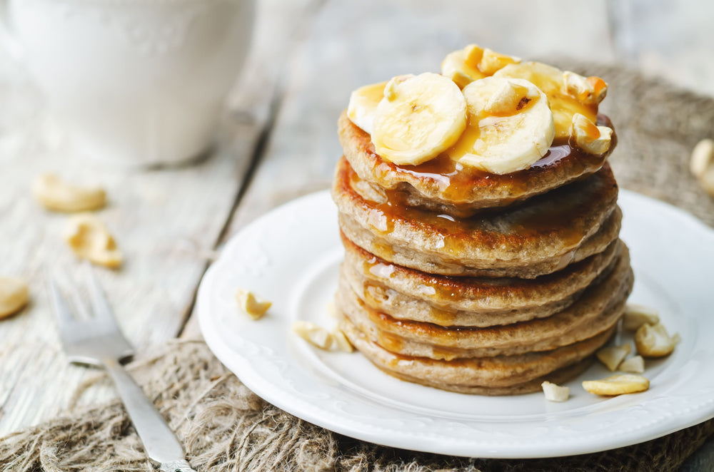 A stack of banana split pancakes 1