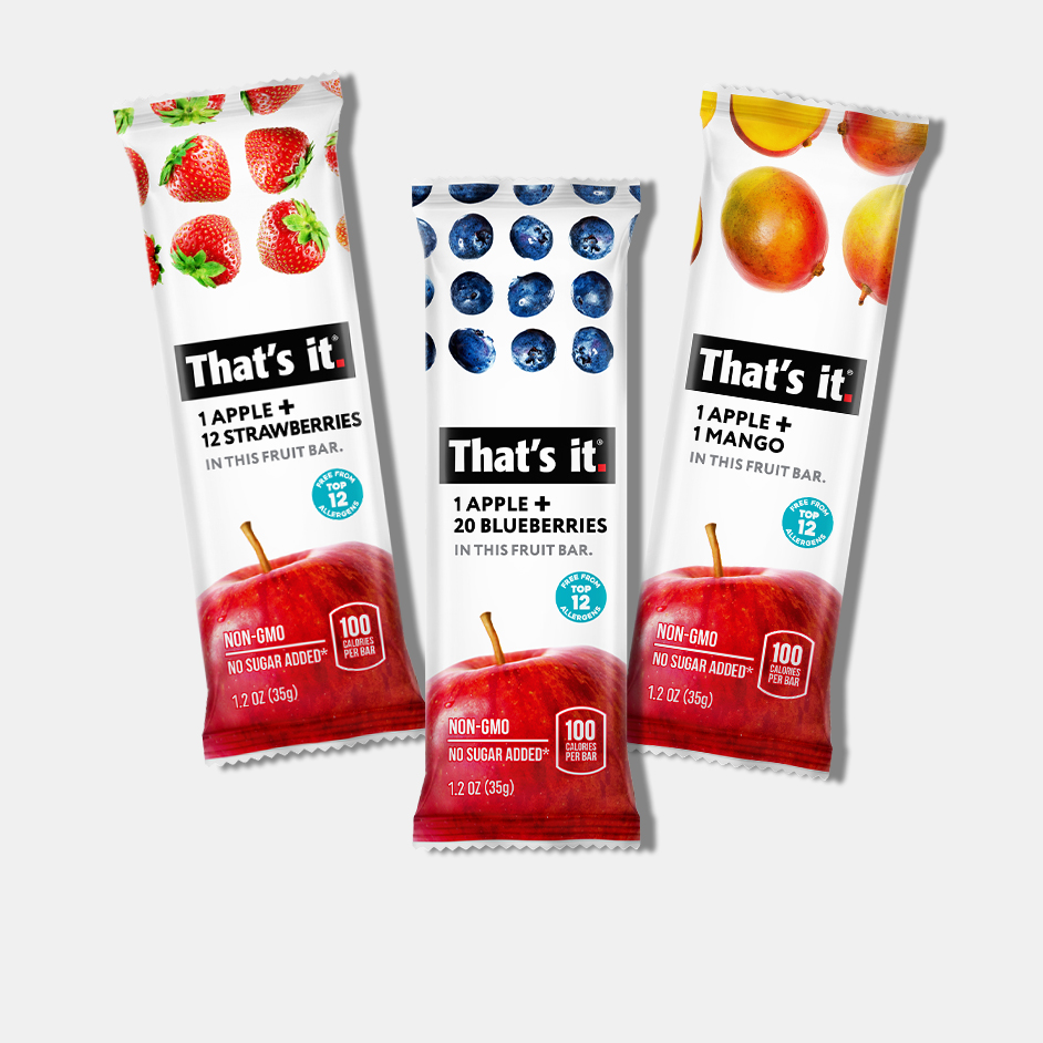 That's it. Mini Fruit Bars Variety (20 Pack) No Sugar Added, Plant-Based,  Vegan & Gluten Free, Breakfast Bar, Paleo, for Children & Adults, Non GMO