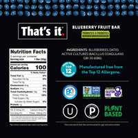 Load image into Gallery viewer, That&#39;s it. Blueberry Probiotic Bar Nutrition Panel
