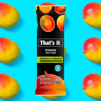 Load image into Gallery viewer, That&#39;s it. Mango Probiotic Bar on top of a mango pattern
