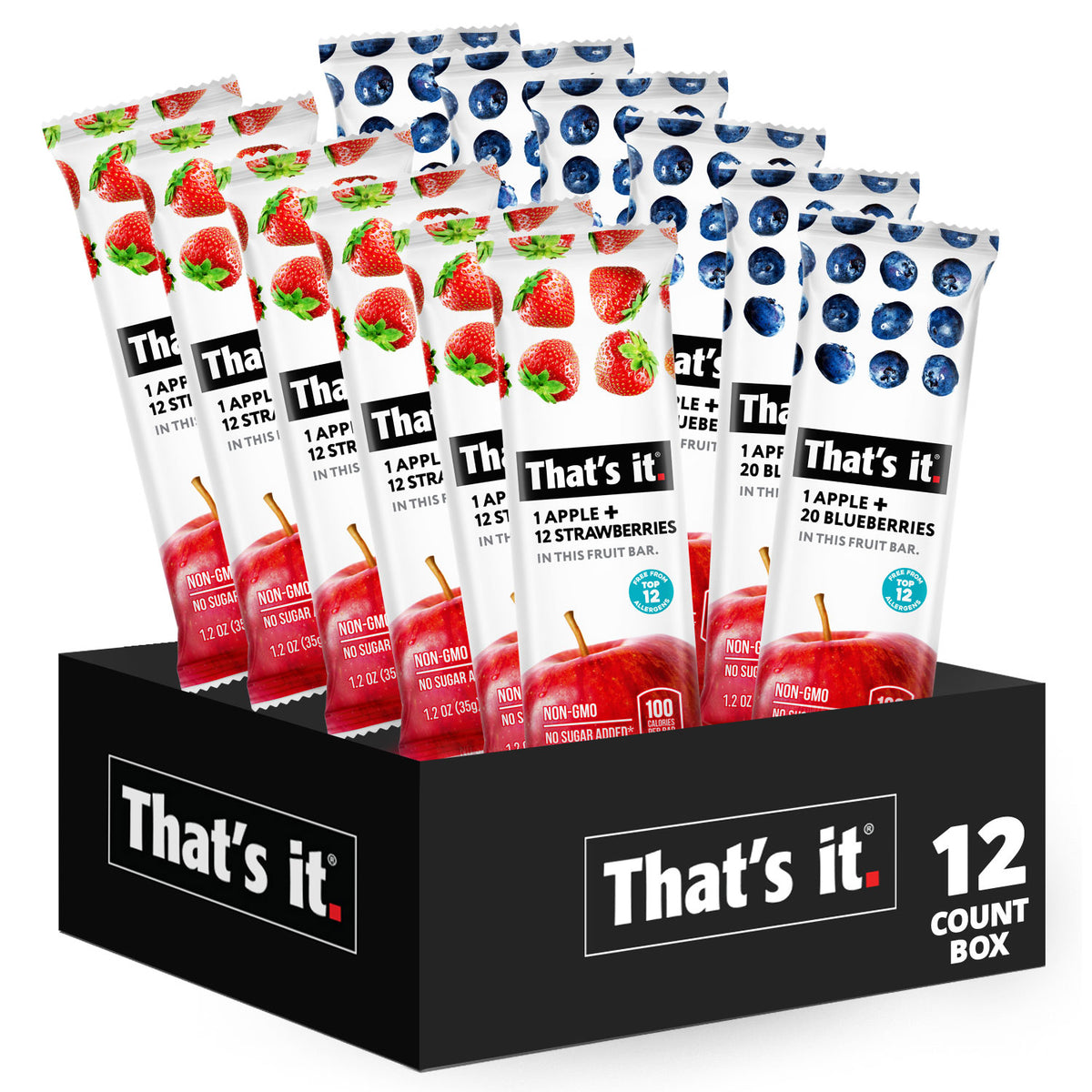 Fruit Bar Variety Pack - Strawberry & Blueberry (12 Bars)