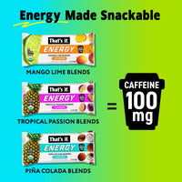 Load image into Gallery viewer, Organic Energy Minis Variety Pack 100mg - Mango Lime, Piña Colada &amp; Tropical Passion (18 Bars)
