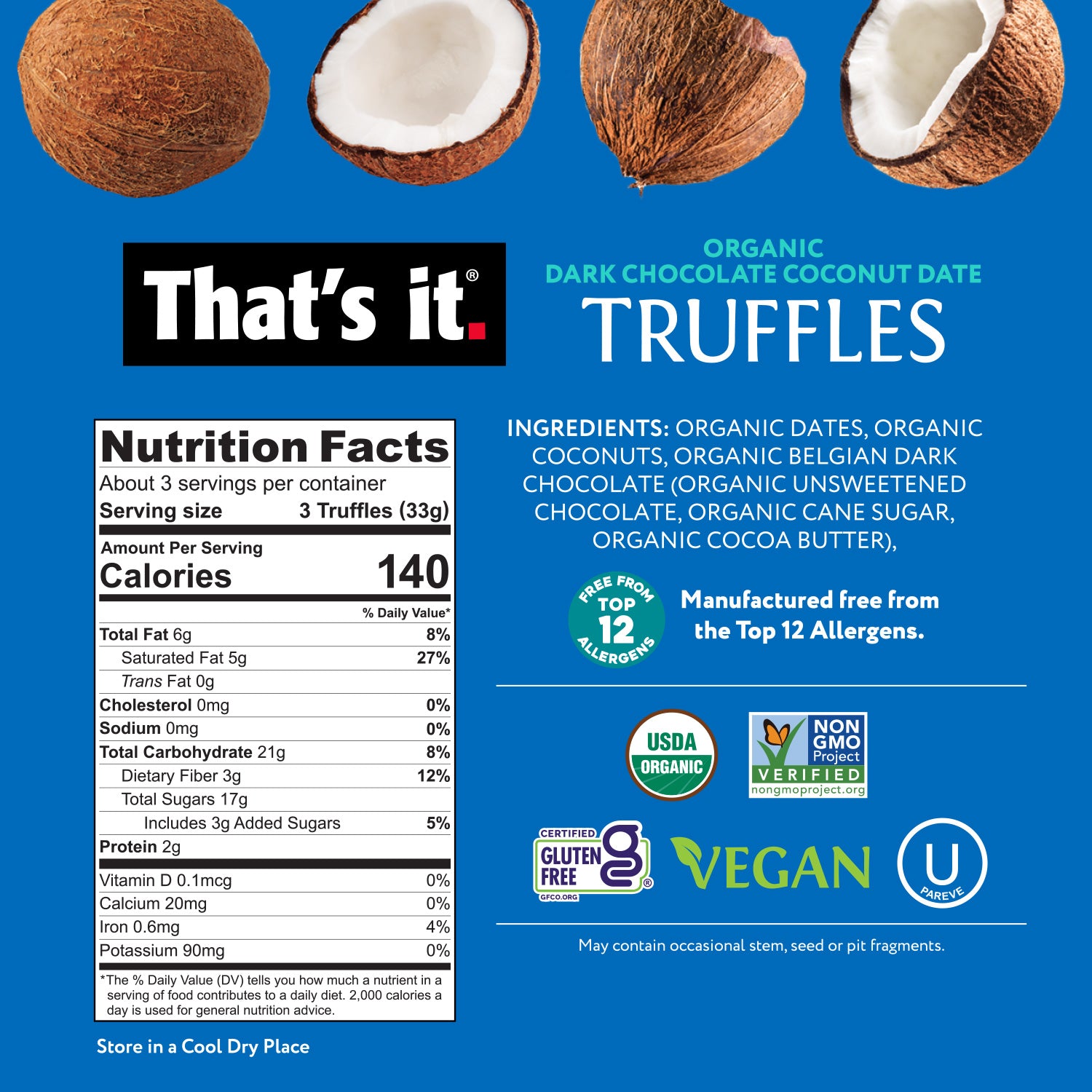 Organic Dark Chocolate Fruit Truffles Variety Pack - Banana, Coconut &