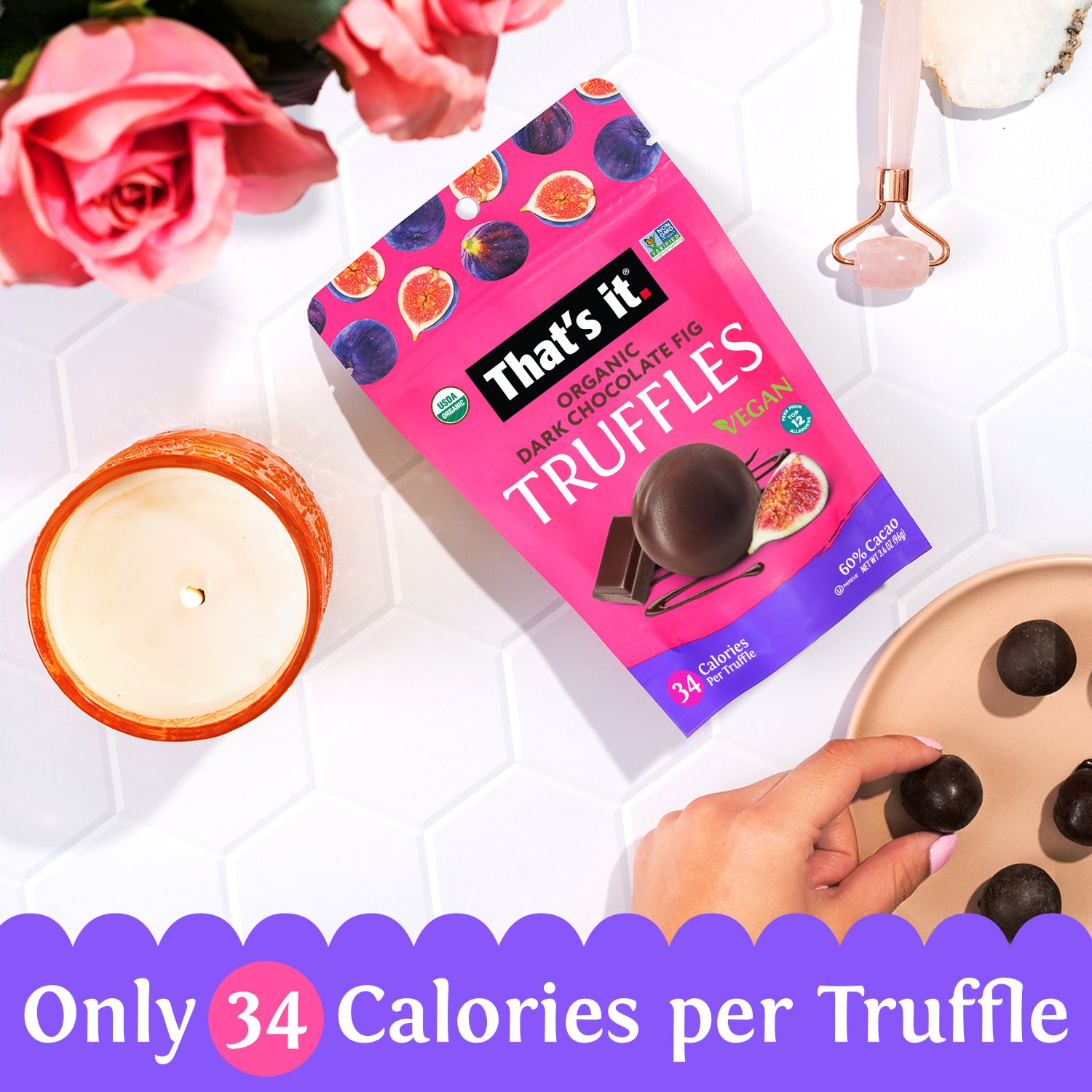 Organic Dark Chocolate Fruit Truffles Variety Pack - Banana, Coconut &