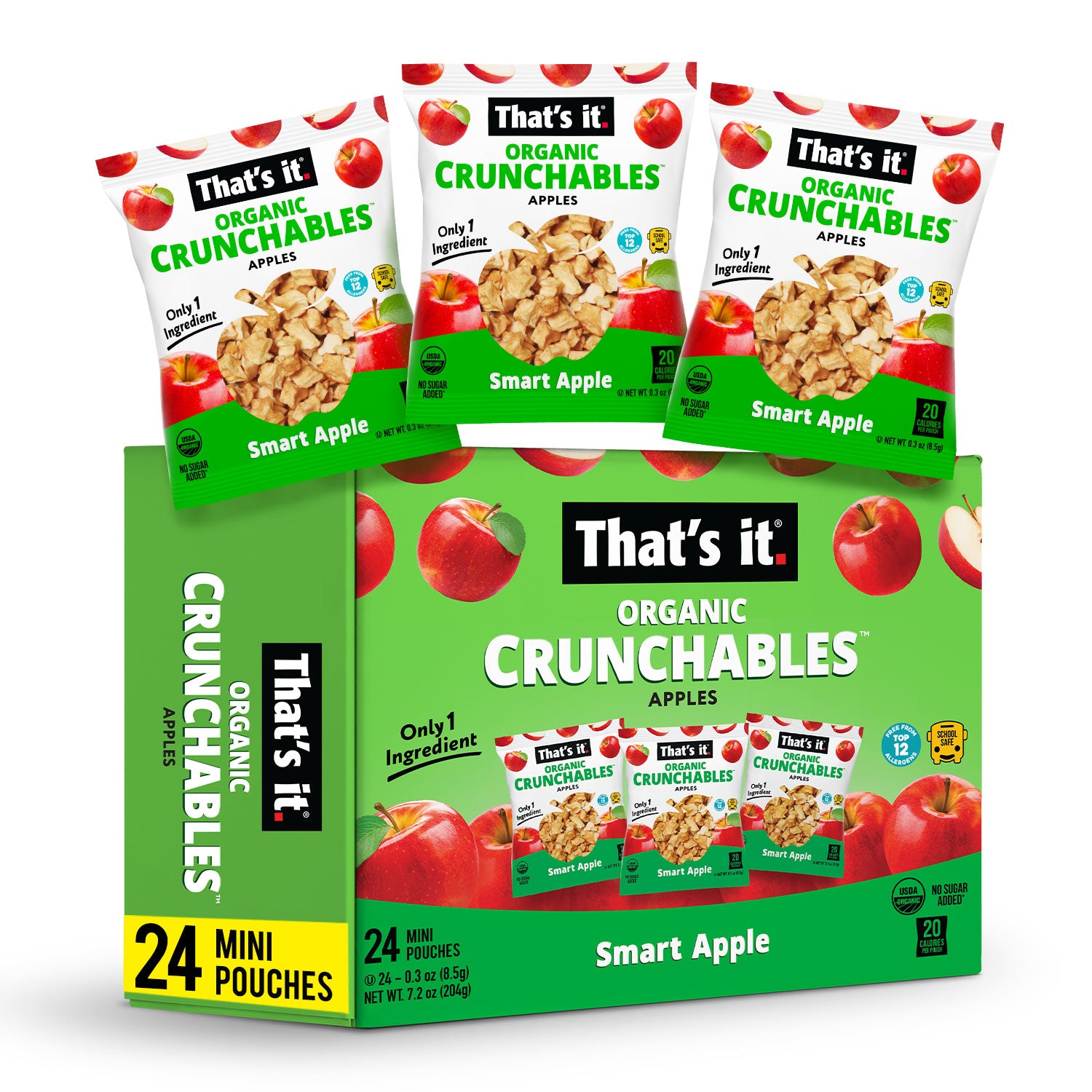 That’s It. Crunchables Fruit Snacks for Kids 100% Organic Apple, Deliciously Healthy and Light, Plant-Based,Non-Gmo, Gluten Free, USDA Approved