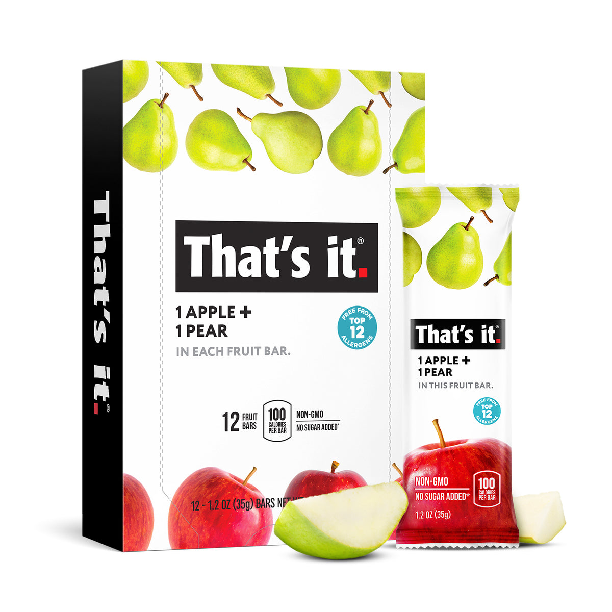 12 count box of Apple + Pear plus single bar