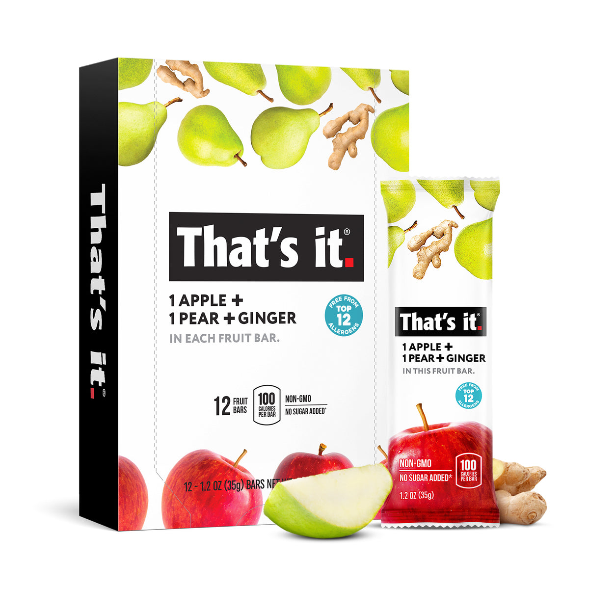 12 count box of Apple + Pear + Ginger plus single bar