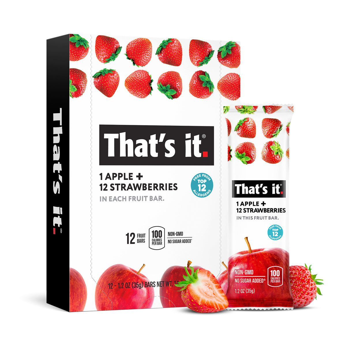 12 count box of Apple + Strawberries plus single bar